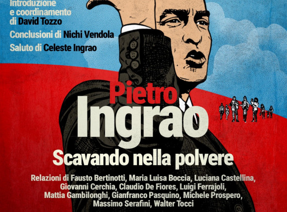 Locandina con Ingrao a fumetto