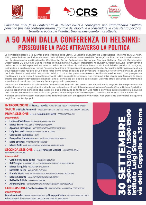 L'immagine mostra la locandina dell'evento con il  programma completo degli interventi